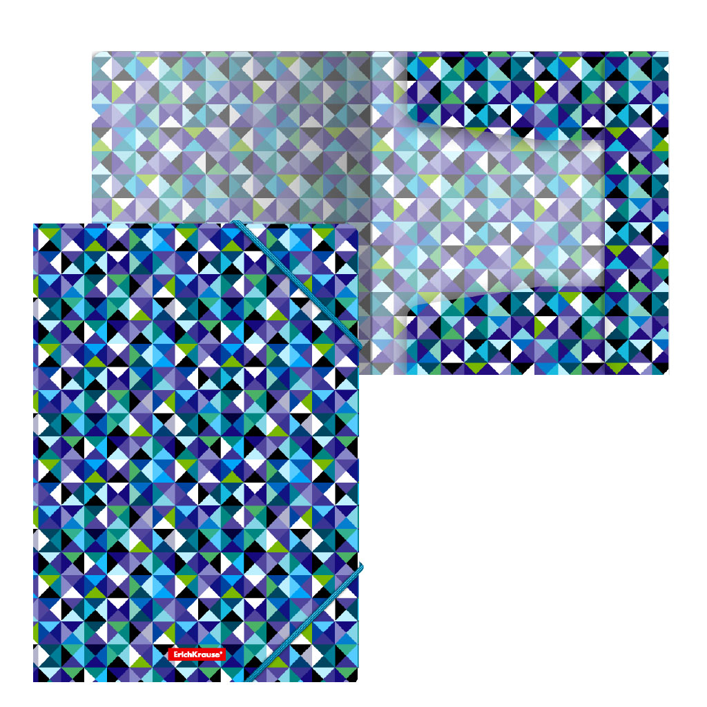 ErichKrause Папка на резинках пластиковая Cubes A4 ( 24.5х32х1.4 см) 47211 Фото 1.