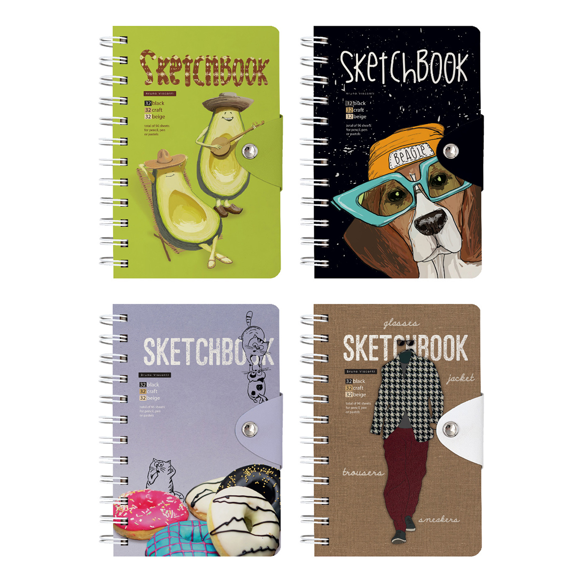 Bruno Visconti 1-530 Sketchbook Bv с хлястиком 80 г/м2 21.5 х 15.5 см на гребне 96 л. Фото 1.