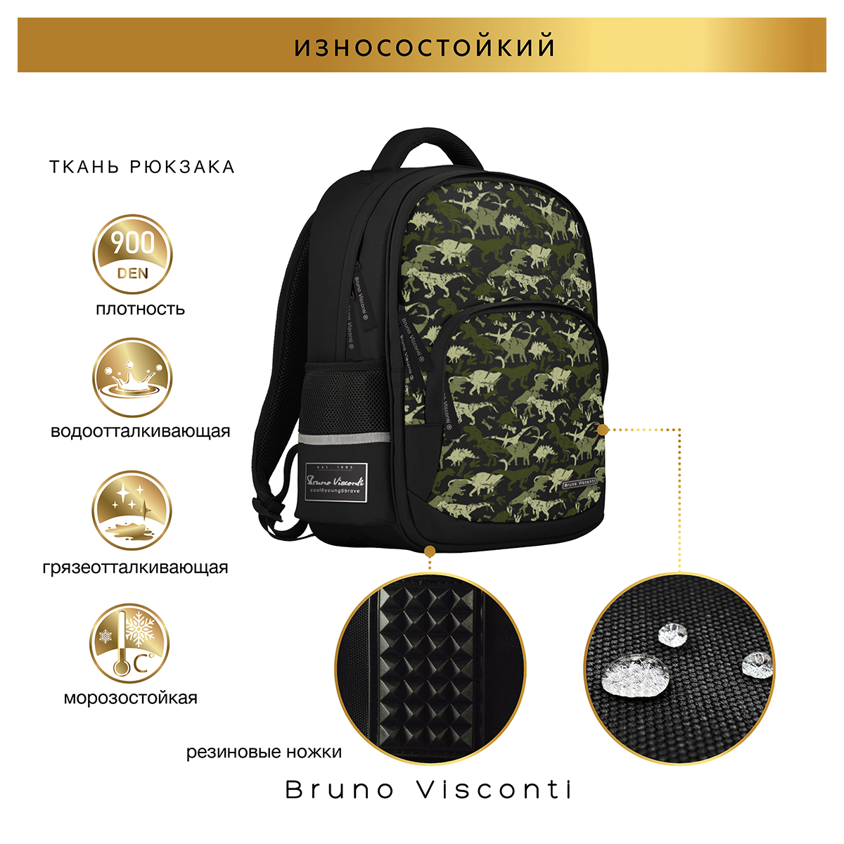 Bruno Visconti Рюкзак с эргономичной спинкой ДИНОЗАВРЫ.ПАТТЕРН 40 х 30 х 8.5 см 12-002-129/01 Фото 12.