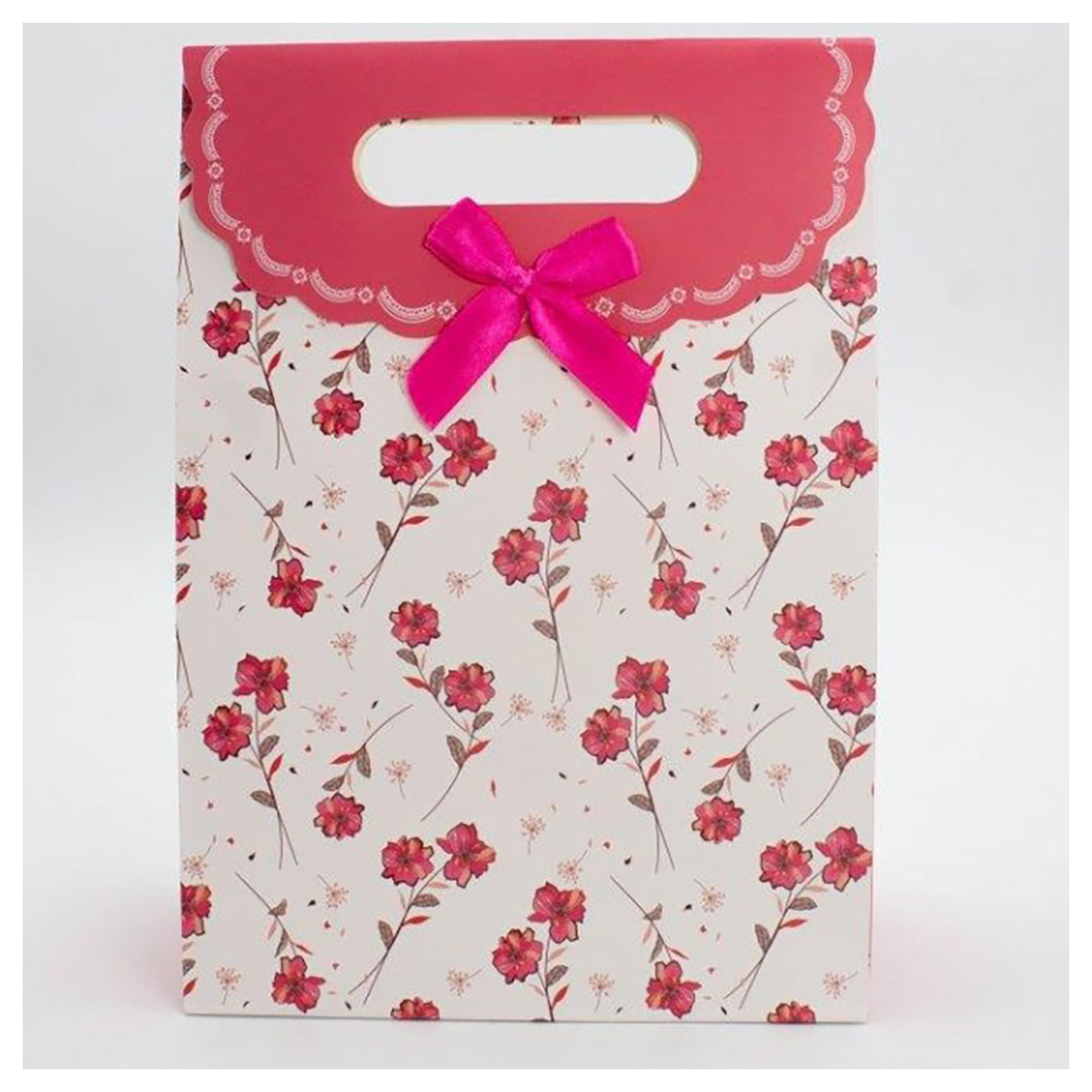 ILIKEGIFT Пакет подарочный 18 х 24 х 15 см Many flowers, red 94P-2025-M-3-04 Фото 1.