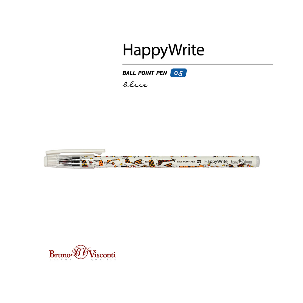 Bruno Visconti ручка шариковая HappyWrite 0.5 мм 20-0215/21 Жирафы цвет чернил: синий Фото 3.