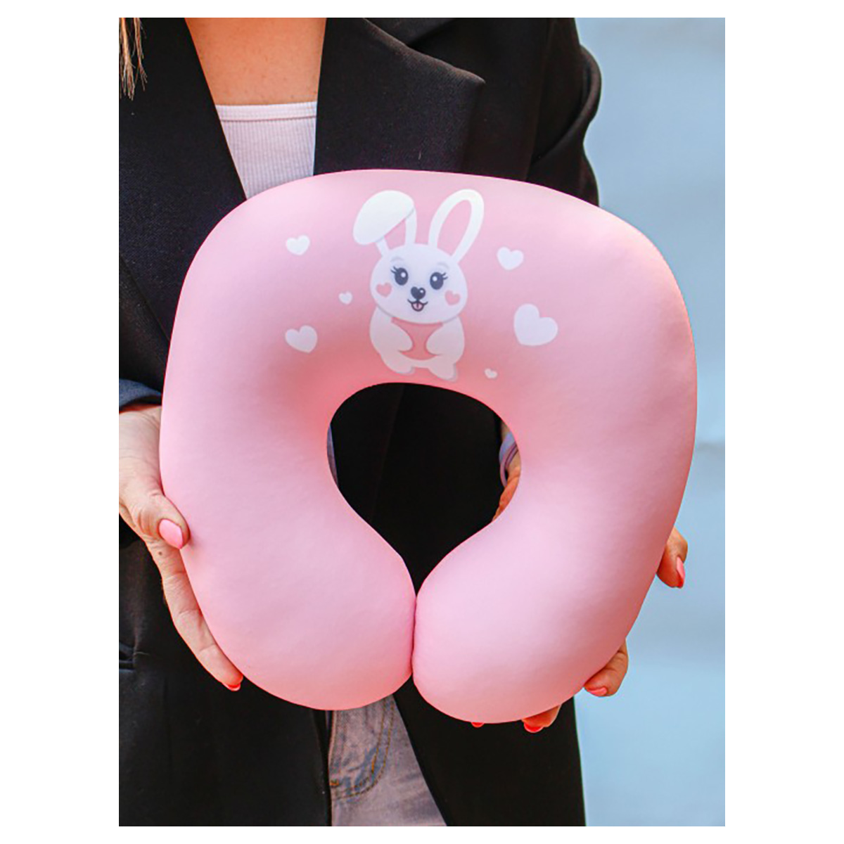 Подголовник антистресс Hugme toys 29 х 28 х 9 см Зайчик HMT-017 Фото 1.
