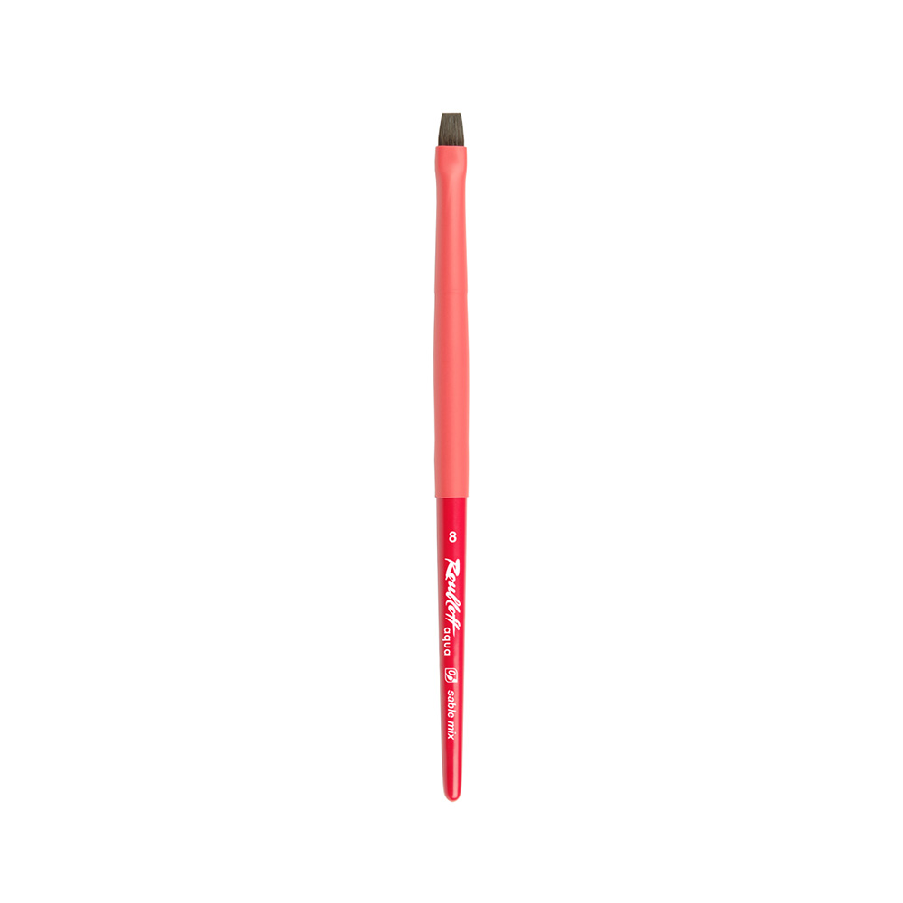Кисть смешанная Roubloff AqL2-08,05rT Aqua Red round соболь-микс плоская короткая ручка красная короткая ручка soft-touch №08 Фото 1.
