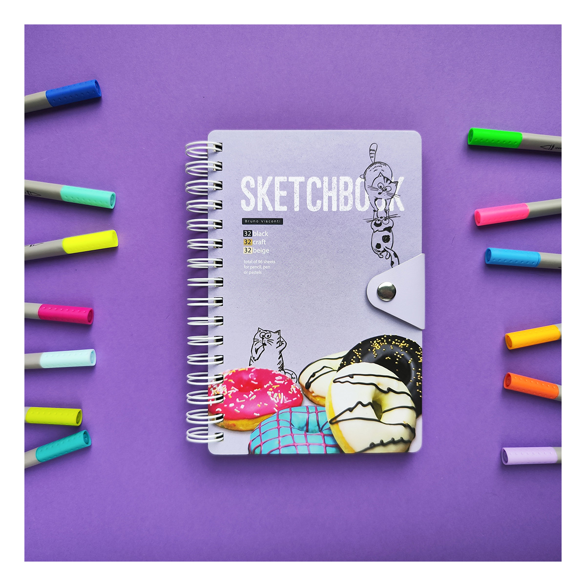 Bruno Visconti 1-530 Sketchbook Bv с хлястиком 80 г/м2 21.5 х 15.5 см на гребне 96 л. Фото 2.