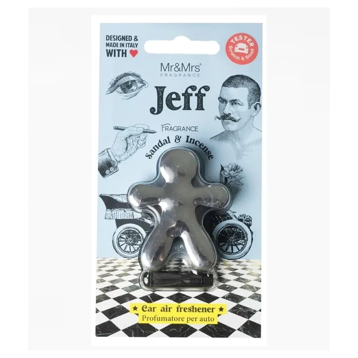 MR&MRS Fragrance Ароматизатор для автомобиля 25 г Сандал и Ладан серебро хром JJEFFC01RE Фото 1.