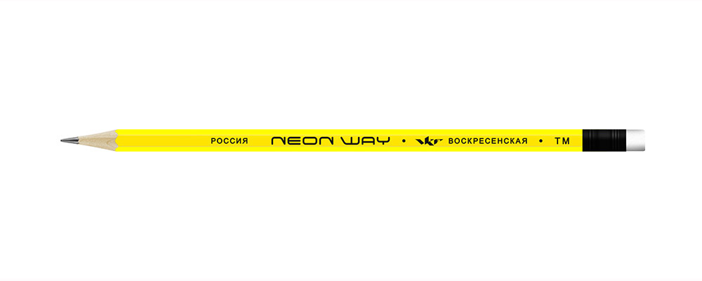 ВКФ Neon way NW05-12Д Карандаш графитный неоновый с ластиком заточенный ТМ (HB) 1-1540 желтый Фото 1.