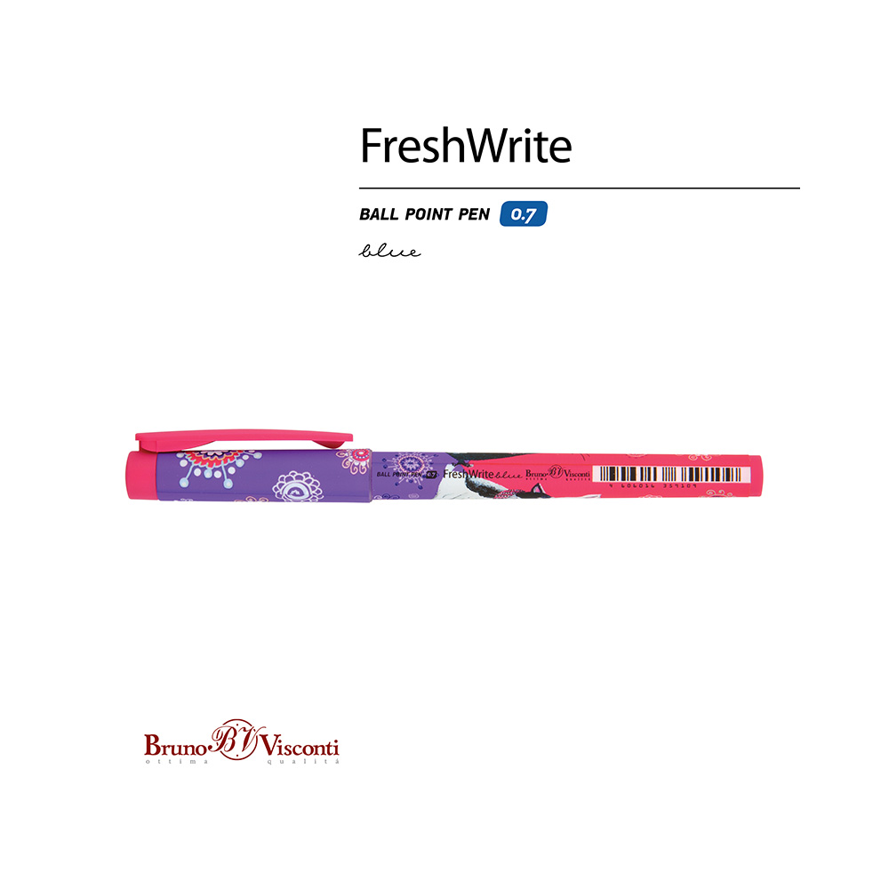 Bruno Visconti ручка шариковая FreshWrite 0.7 мм 20-0214/39 Котофей цвет чернил: синий Фото 3.