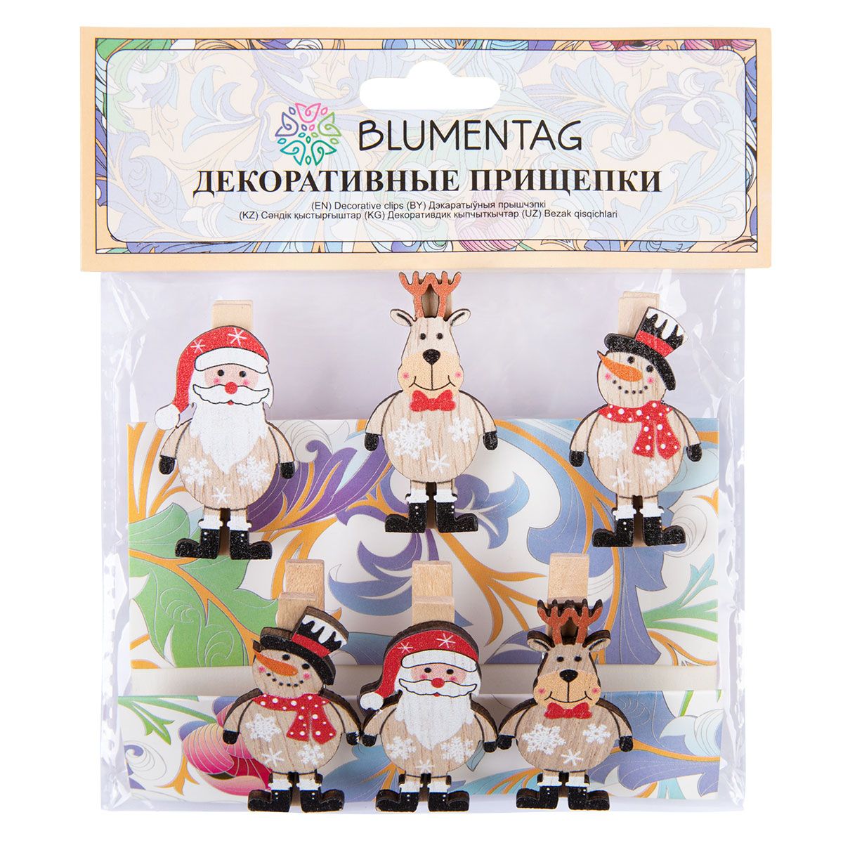 Blumentag WCBN-35 Декоративные прищепки 6 шт. 3.5 см 01 новогодняя коллекция Фото 4.