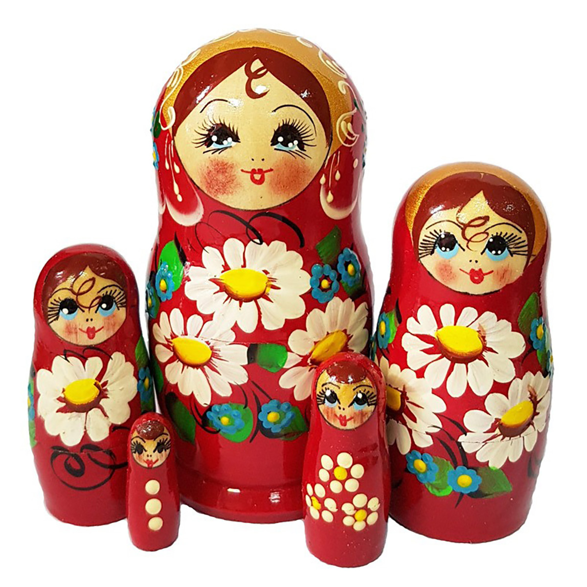 МатрёшИгрушка Матрешка 5 в 1 малая 5 х 5 х 12 см Цветы, Ромашки М05100302 Фото 1.