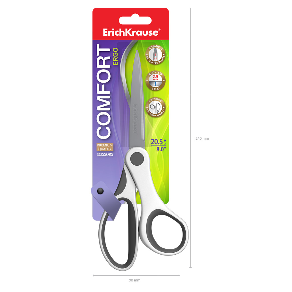 ErichKrause Ножницы Comfort 20.5 см серо-белый 48159 Фото 4.