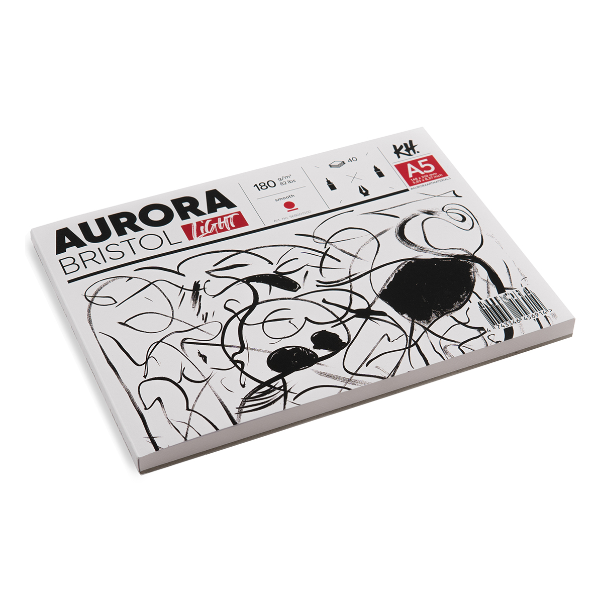 AURORA Альбом бумаги Bristol Light 180 г/м2 A5 14.8 х 21 см склейка с одной стороны 40 л. AU569001500 Фото 1.