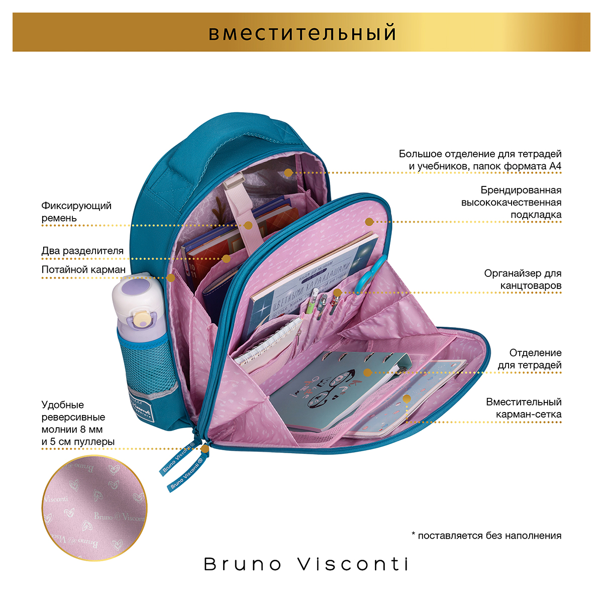 Bruno Visconti Рюкзак-облегченная капсула СЛАДКОЕ НАСТРОЕНИЕ 43 х 32 х 13 см 12-001-165/09 Фото 3.