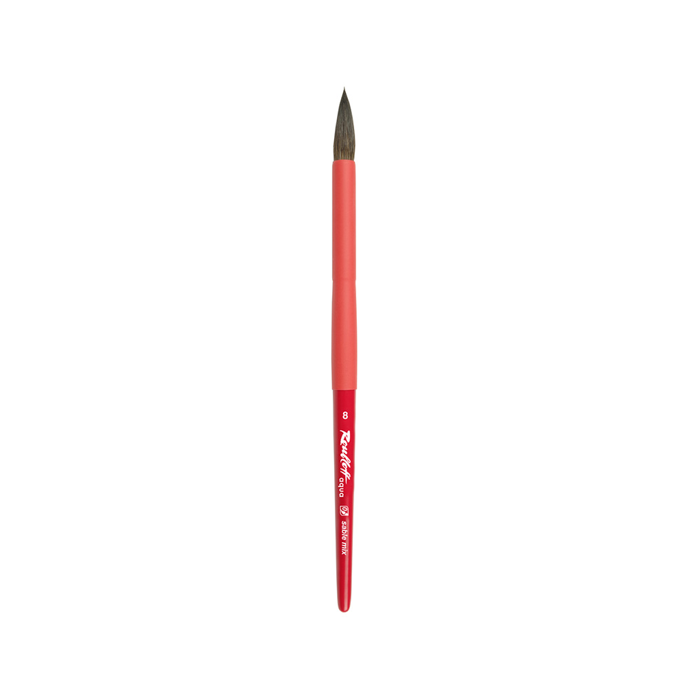 Кисть смешанная Roubloff AqL1-08,05rT Aqua Red round соболь-микс круглая короткая ручка красная короткая ручка soft-touch №08 Фото 1.