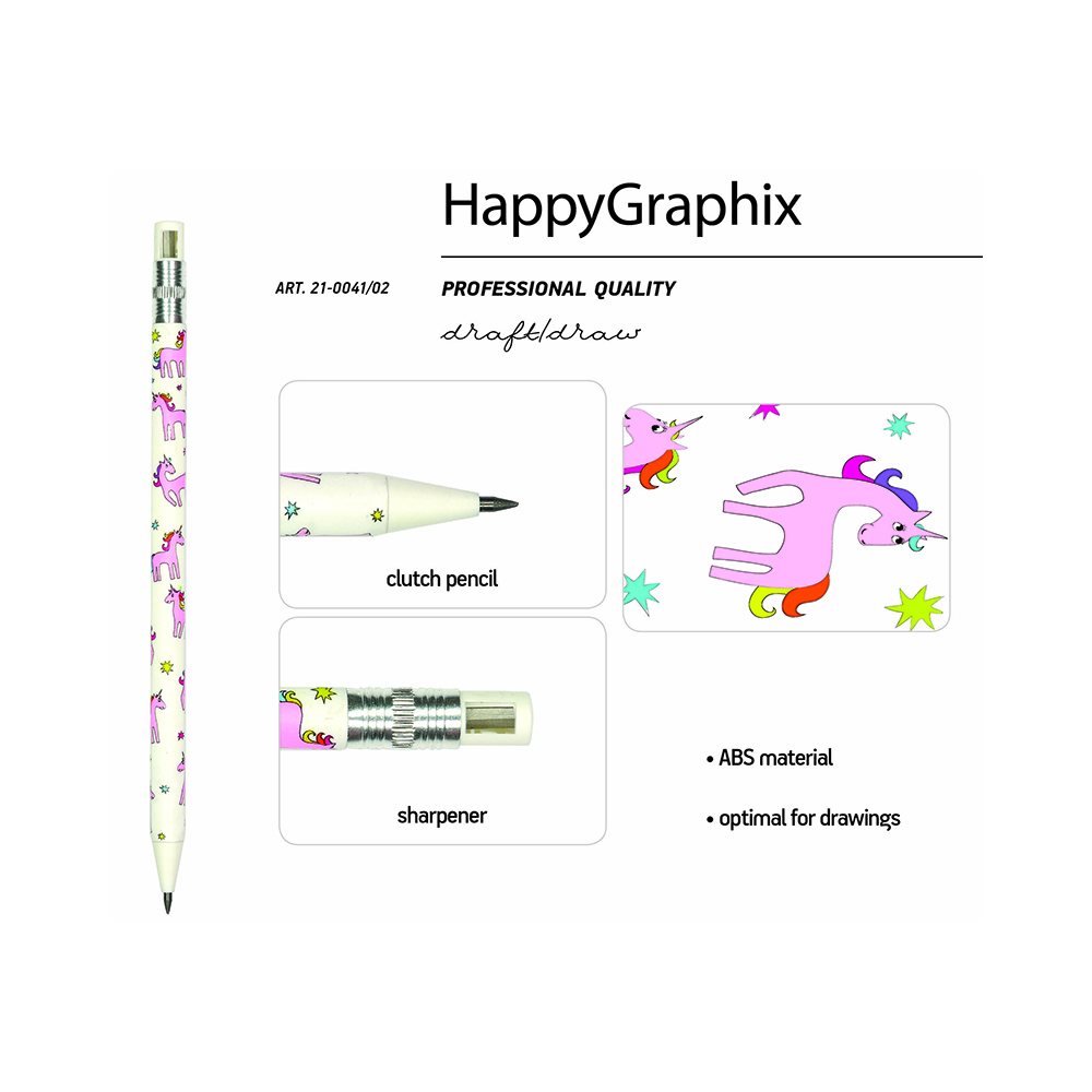Bruno Visconti Карандаш механический цанговый с точилкой FunGraphix 2 мм 21-0041/02 HB Единороги Фото 3.