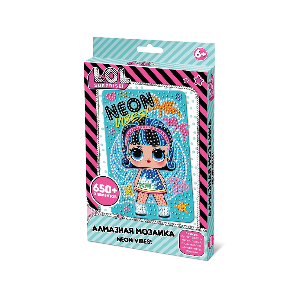 L.O.L surprise Алмазная мозаика №1 15 х 10 см Neon Vibes LA0010 Фото 1.