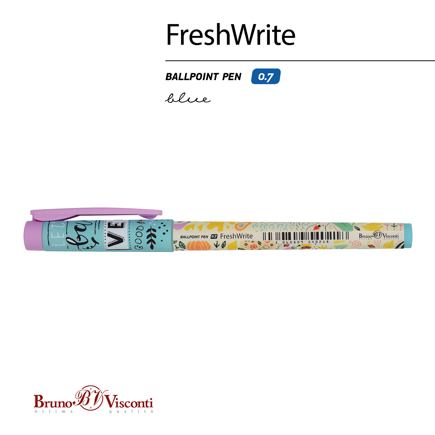 Bruno Visconti ручка шариковая FreshWrite 0.7 мм 20-0214/77 Веган.фруктовый микс цвет чернил: синий Фото 2.