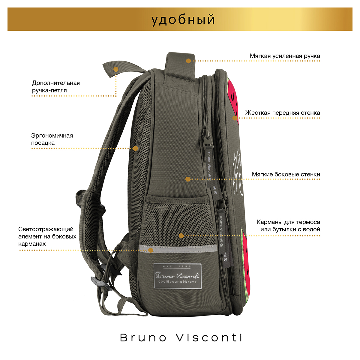 Bruno Visconti Рюкзак-облегченная капсула FRESH & FRUITY.АРБУЗ 43 х 32 х 13 см 12-001-183/06 Фото 11.