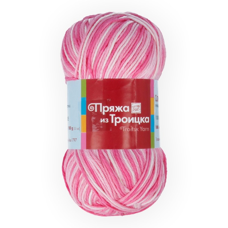 Пряжа из Троицка Сакура 100% вискоза 100 г 180 м №7126 белый/розовый Фото 1.