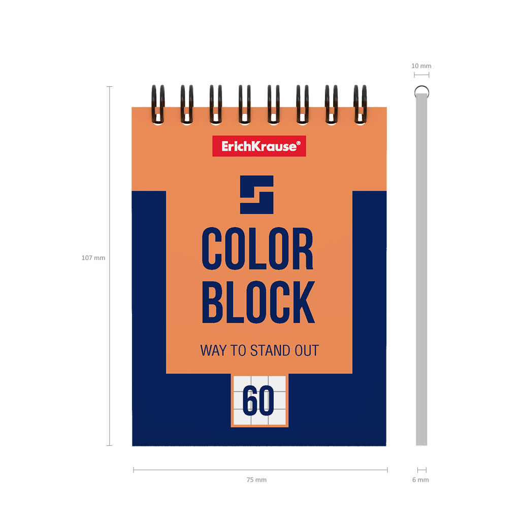 ErichKrause Блокнот Color Block A7 ( 74х102 мм) 60 л. клетка 49682 Фото 8.