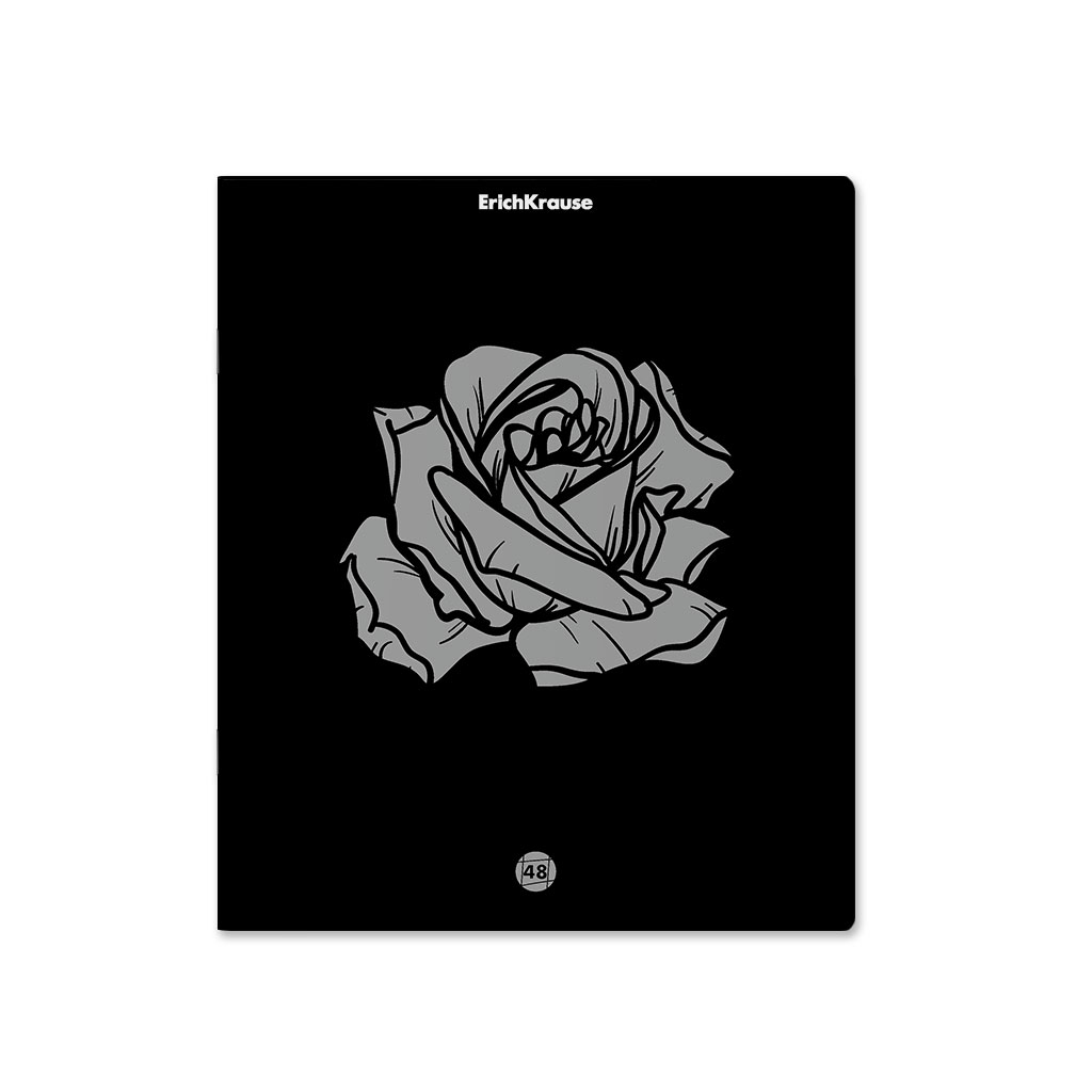 ErichKrause 54253 Тетрадь общая ученическая, Silver Flowers A5+ 170х203 мм 48 л. на скобе 60 г/кв.м клетка . Фото 3.