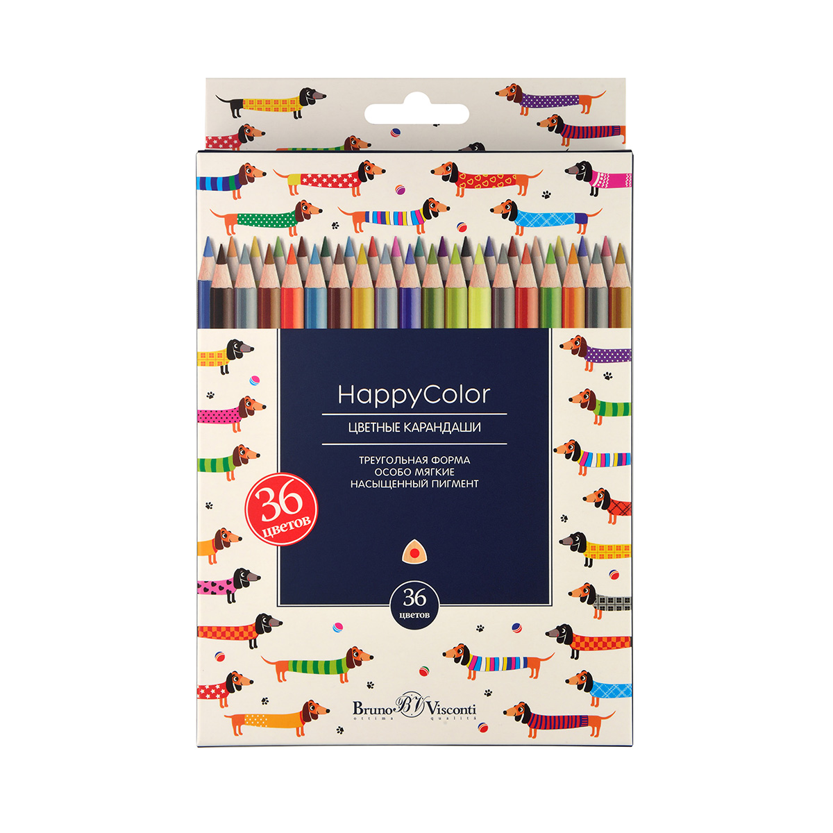 Bruno Visconti Карандаши цветные HAPPYCOLOR заточенный 36 цв. 30-0058 Фото 4.