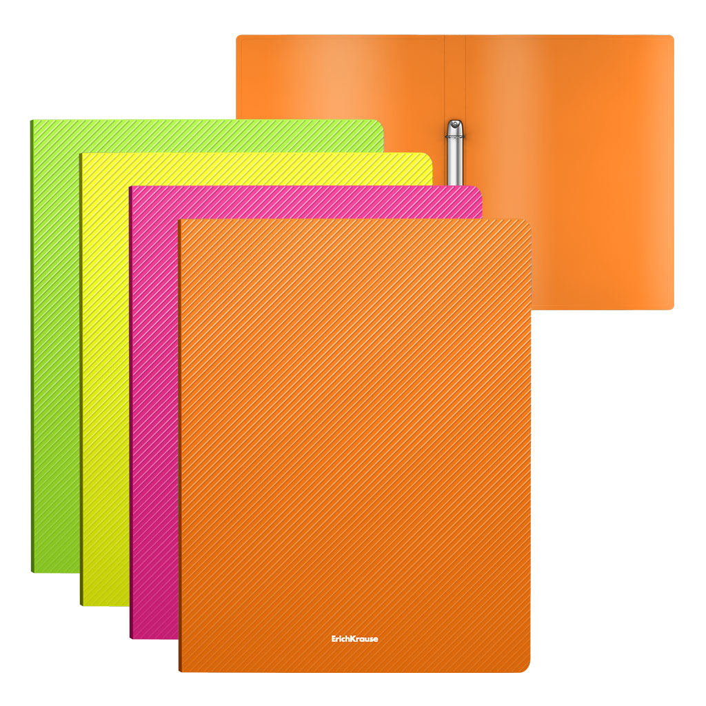 ErichKrause Папка на 2 кольцах пластиковая Diagonal Neon A4 ( 24х31х2.4 см) в ассортименте 47137 Фото 1.