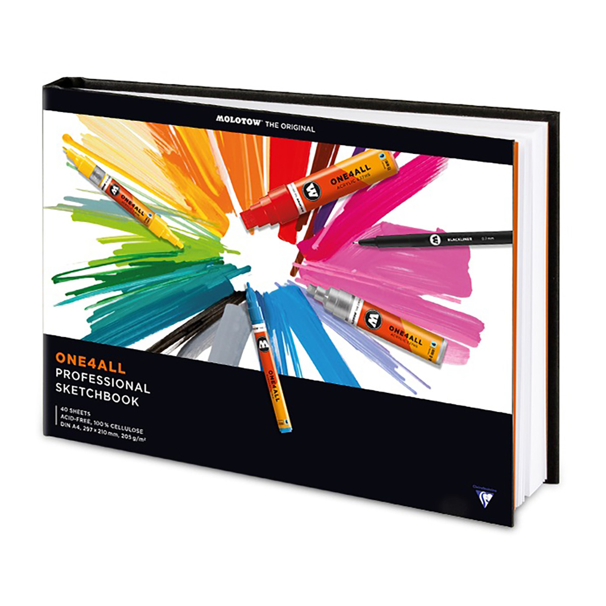 Molotow Скетчбук ONE4ALL Professional SKETCHBOOK 205 г/м2 40 л. 29.7 х 21 см Горизонтальный A4 801201 Фото 1.