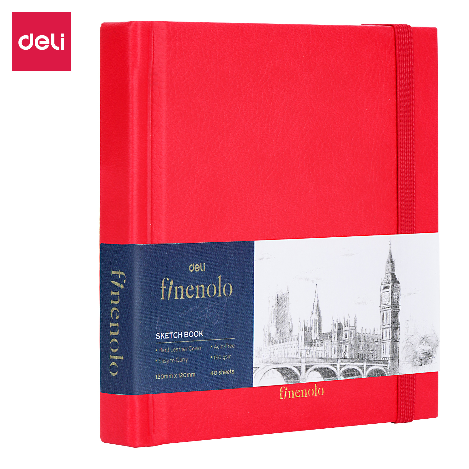 Finenolo C287 Блокнот для зарисовок 160 г/м2 12.6 х 13 см твердый переплет 40 л. красный Фото 1.