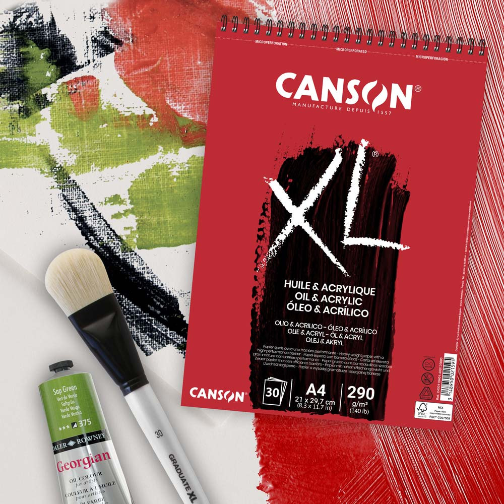 Canson Блокнот XL Oil and Acrylic 290 г/м2 A4 21 х 29.7 см на спирали 30 л. C400110401 Фото 2.