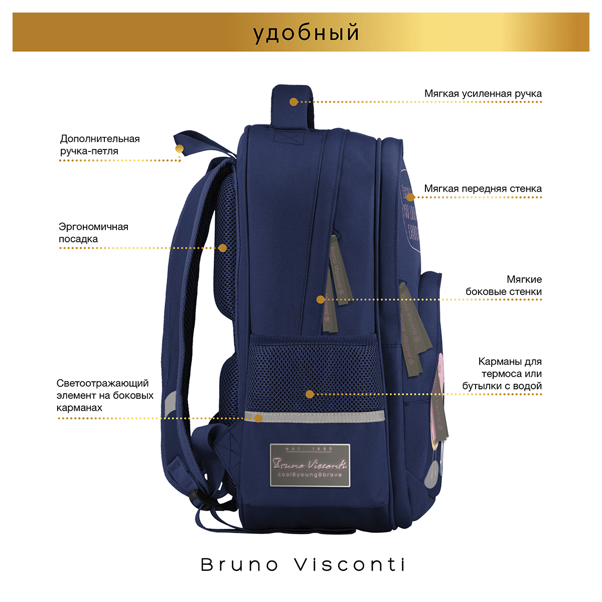 Bruno Visconti Рюкзак с эргономичной спинкой АВОКАДО И ПОНЧИК 40 х 30 х 8.5 см 12-002-217/02 Фото 11.