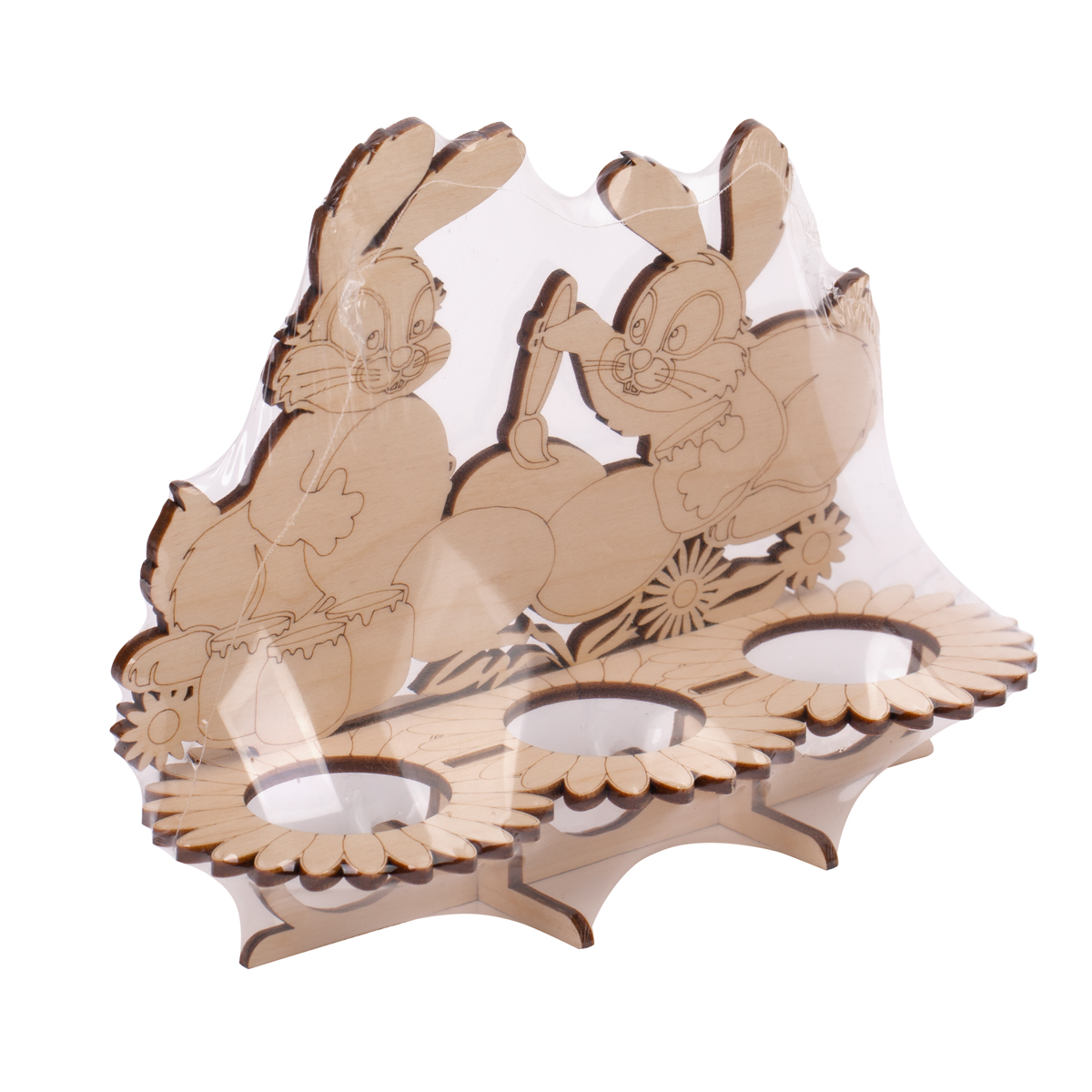 Заготовка для декорирования Mr. Carving КЛ-06 Подставка для яиц фанера 8 х 18 х 15 см зайчики Фото 2.