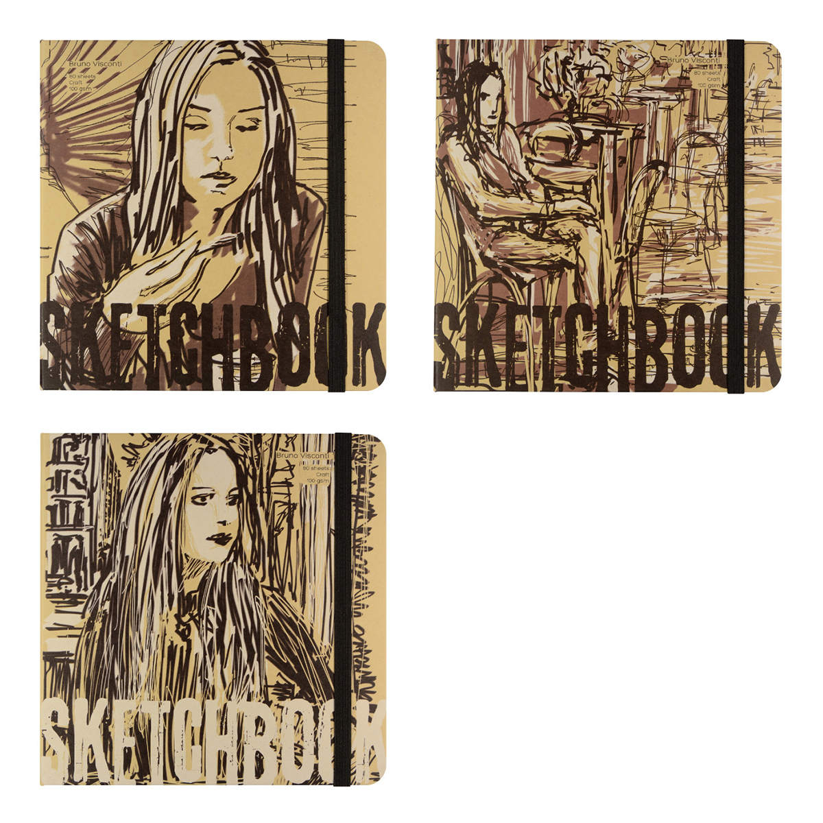 Bruno Visconti 1-512/01 Sketchbook Bv 100 г/м2 20 х 19.8 см сшивка 80 л. Фото 2.