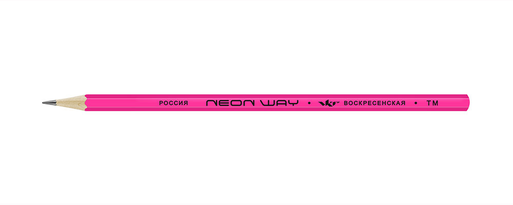 ВКФ Neon way NW04-12Д Карандаш графитный неоновый заточенный ТМ (HB) 1542 розовый Фото 1.