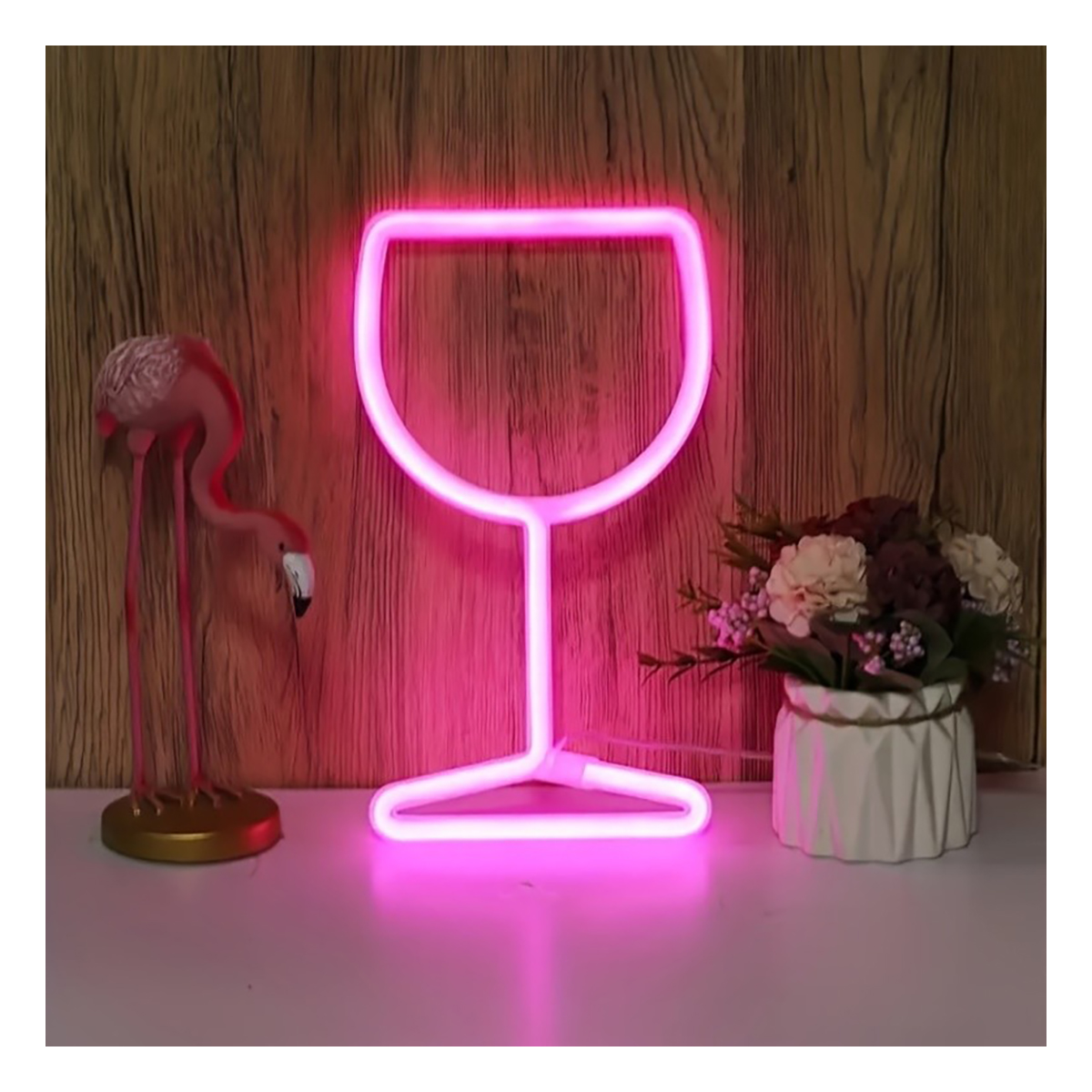ILIKEGIFT Неоновый подвесной ночник USB Бокал, розовое свечение (27х15 см) 151-2022056 Фото 2.