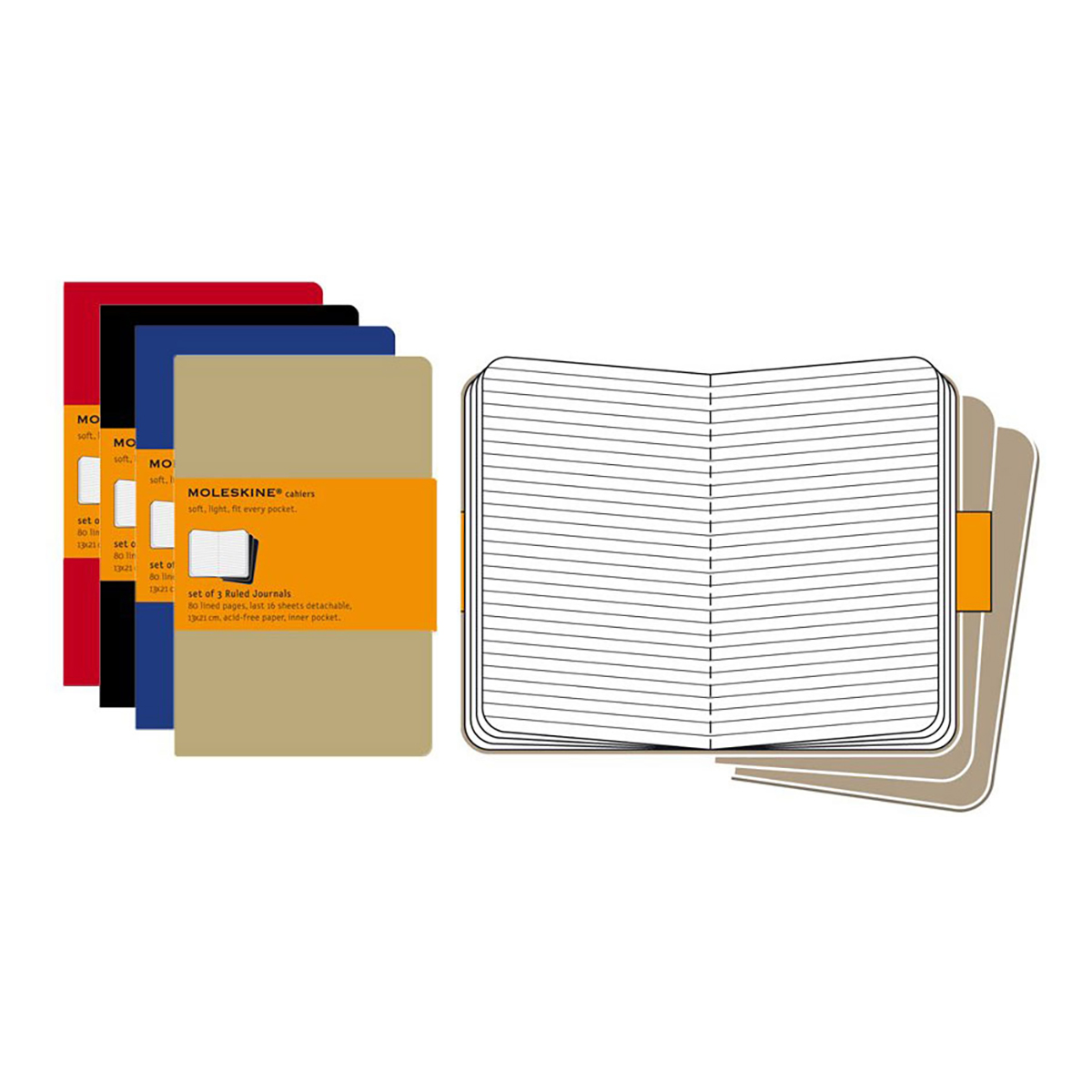 Moleskine Блокнот CAHIER JOURNAL Large ( 130 x 210 мм) 40 л. линия Клюквенный Фото 2.
