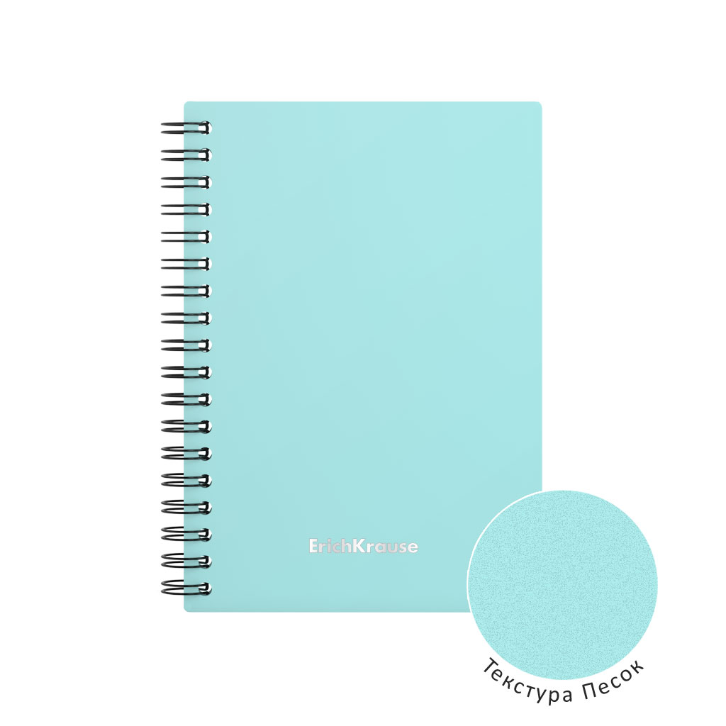 ErichKrause 53699 Тетрадь общая с пластиковой обложкой Pastel Mint A6 102х146 мм 80 л. на спирали 60 г/кв.м клетка Фото 3.