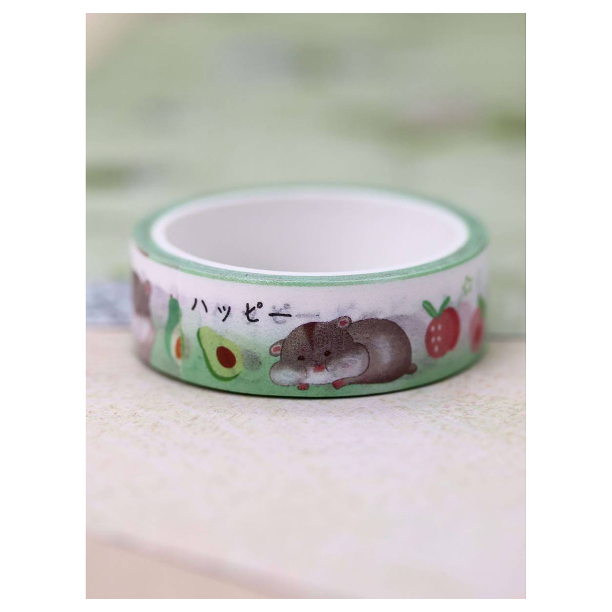 ILIKEGIFT Декоративный скотч 1 см х 5 м 1 шт. Hamster, avocado 601E-03 Фото 2.