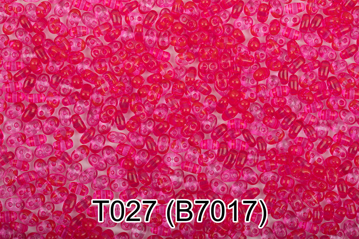 Бисер Чехия GAMMA TWIN 3 321-96001 2.5 x 5 мм 5 г 1-й сорт T027 розовый ( B7017 ) Фото 1.