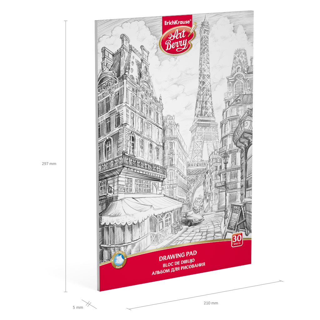 Artberry Альбом для рисования 120 г/м2 A4 21 х 29.7 см 30 л. склейка с одной стороны 47379 Париж Фото 3.
