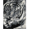 Кристальная (алмазная) мозаика  ФРЕЯ ALPD-128 на подрамнике Черно-белый тигр 40 х 50 см Фото 1.