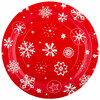 BOOMZEE TRL-02 Тарелки бумажные Круглые d 23 см 6 шт. 12- снежинки на красном фоне Фото 1.