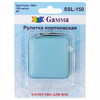 Gamma SSL-150 Рулетка портновская кожзаменитель пластик 150 см в блистере №01 голубая Фото 1.