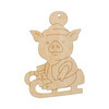 Заготовка для декорирования Mr. Carving ВД-587 Свинка фанера 0.4 см на санках (5.8х8.5 см) Фото 1.