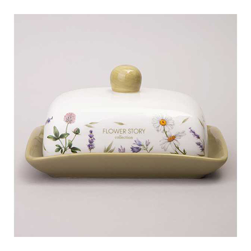Посуда керамическая Agness FLOWER STORY Масленка 17 х 12.5 х 8.5 см 358-2175 Фото 1.