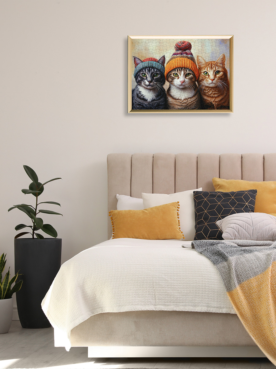 ФРЕЯ Пазл. Премиальная коллекция 500 элемент. TOP-PZL-500/09 Коты в вязаных шапочках Фото 5.