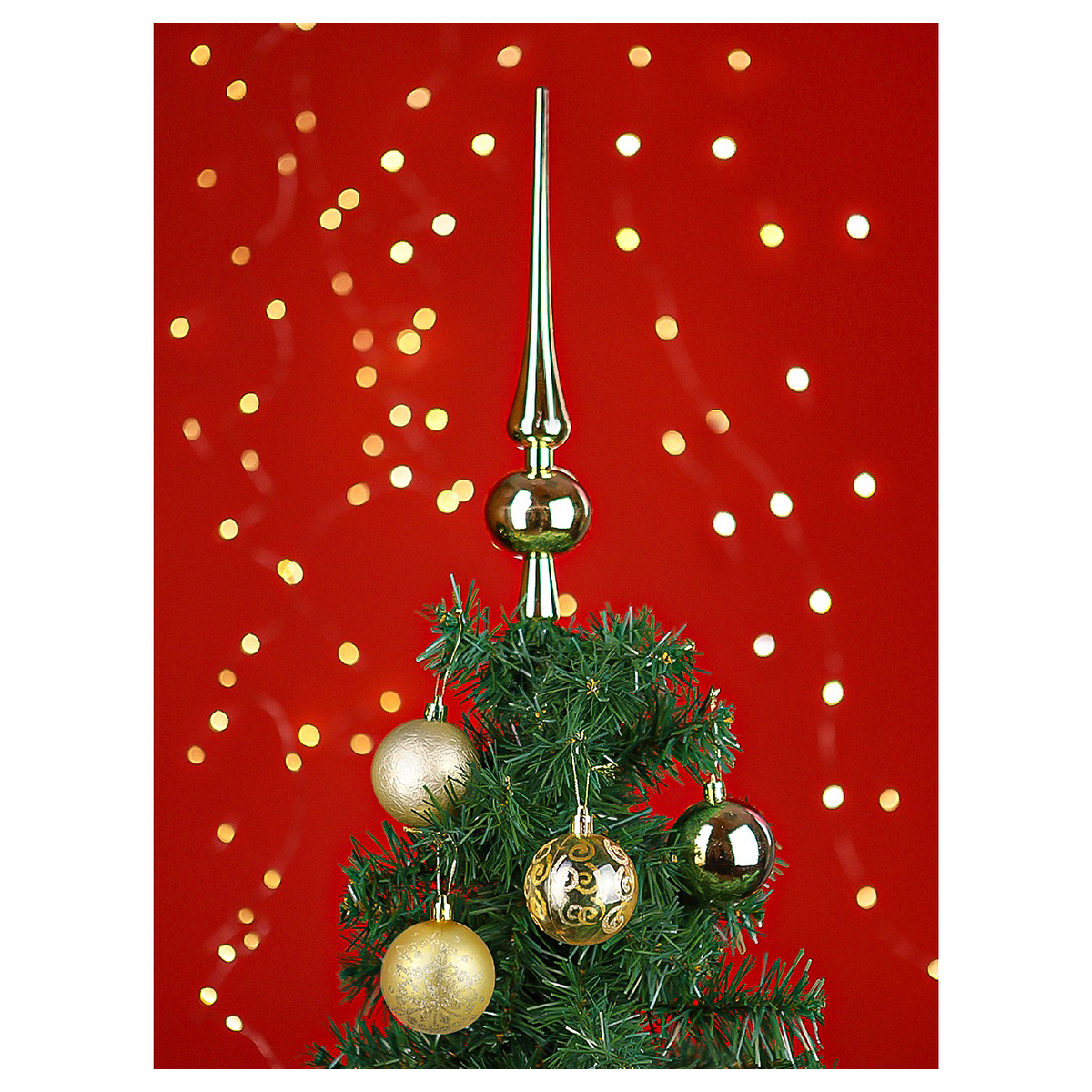 MILAND Набор ёлочных шаров и верхушка D. 6 см 21 шт. золотой НУ-3607 Фото 9.