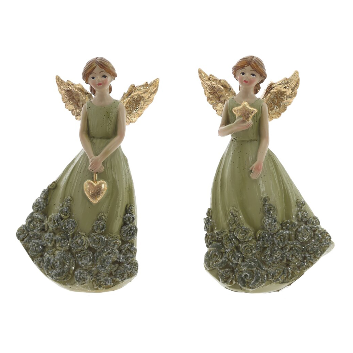 824994 Фигурка декоративная Ангел 5 х 3.5 х 9 см Зеленый Фото 1.