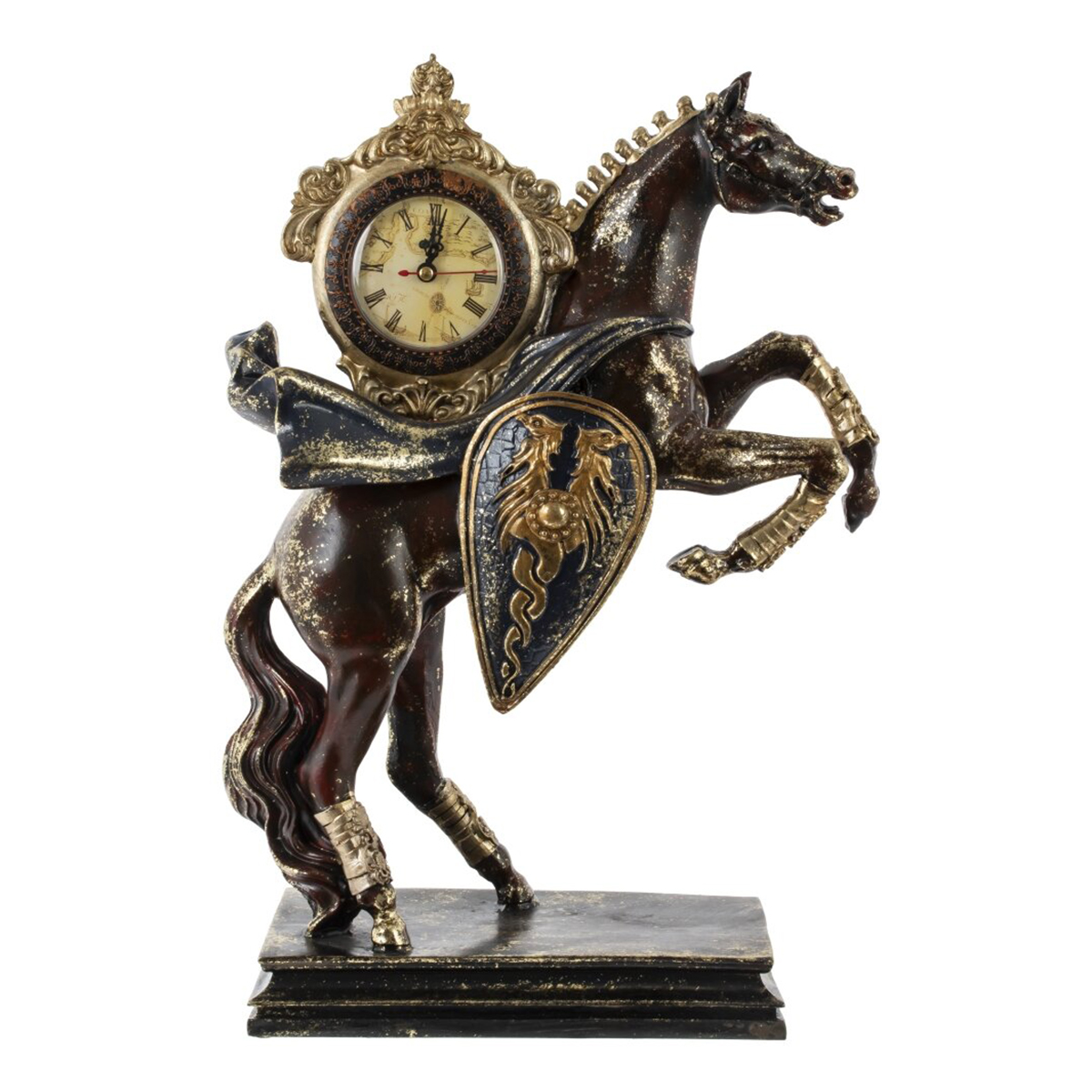 825404 Фигурка декоративная Лошадь с часами D8см 31.5 х 14 х 45.5 см Красный Фото 1.