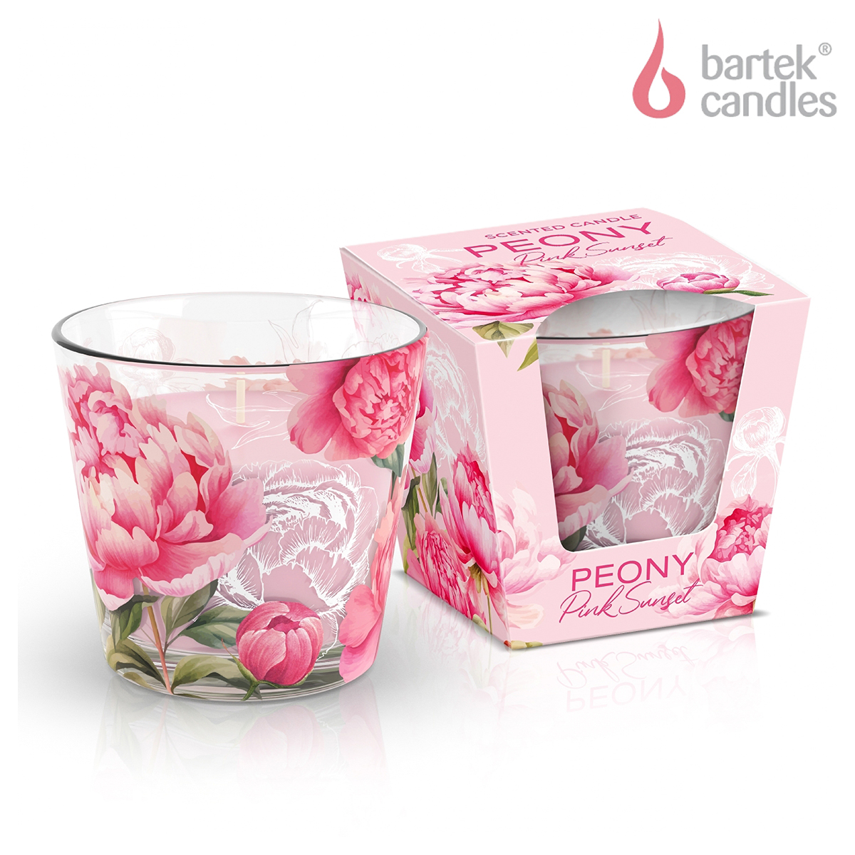BARTEK Ароматизированная свеча в стакане 9 х 9 х 8.5 см 115 г Пионово- Розовый закат Фото 1.