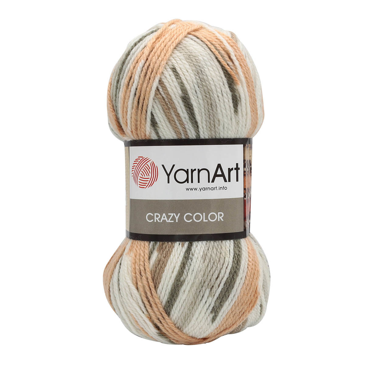 Пряжа YarnArt Crazy Color 75% акрил, 25% шерсть 100 г 260 м 145 бежево-серый Фото 1.